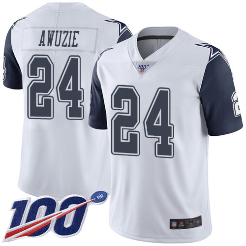 Men Dallas Cowboys Limited White Chidobe Awuzie #24 100th Season Rush Vapor Untouchable NFL Jersey->women nfl jersey->Women Jersey